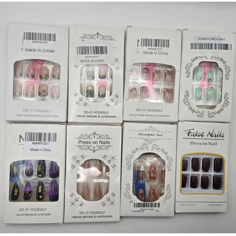 Mixed Lot of 8 Packs – Assorted Press-On False Nails Unbranded